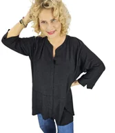 Bluzki damskie - Elegancka koszula Tunika oversize Brokatowa z dłuższym tyłem NEVADA-50/52 - miniaturka - grafika 1