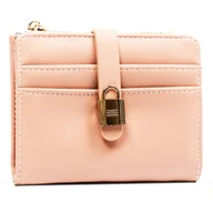 Portfele - Mały pojemny portfel damski na karty portmonetka na zatrzask suwak skóra ekologiczna Cavaldi, różowy - miniaturka - grafika 1