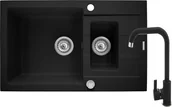 Zlewozmywaki z baterią - ZESTAW PYRAMIS SPARTA PLUS (78x48) 1 1/2B 1D + SILVIO volcano (czarny mat) (070166901S) - miniaturka - grafika 1