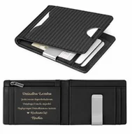 Portfele - Smart portfel skórzany z grawerem w kolorze czarnym dla dziadka - Karbonowy - miniaturka - grafika 1