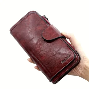 TEMU Portfel damski o dużej pojemności, wielofunkcyjny, z wieloma przegródkami na karty, długim, potrójnie składanym designem, odpowiedni do - Inne - miniaturka - grafika 1