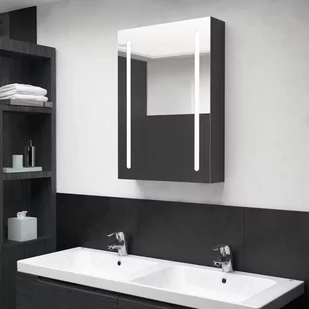 Szafka łazienkowa z lustrem i LED, lśniąca czerń, 50x13x70 cm - Szafki łazienkowe - miniaturka - grafika 1