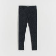 Spodnie i spodenki dla dziewczynek - Reserved - Bawełniane legginsy w cętki - Czarny - miniaturka - grafika 1
