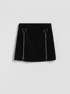 Sukienki i spódniczki dla dziewczynek - Reserved - Spódnica z zamkami - czarny - miniaturka - grafika 1