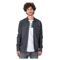 Koszule męskie - Hurley Męska koszula M Oceancare Dollie Denim Woven Top Shirt, czarna, M, Czarny, M - miniaturka - grafika 1