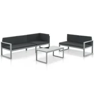Meble ogrodowe - 3-częściowy zestaw wypoczynkowy do ogrodu, aluminium, czarny - miniaturka - grafika 1