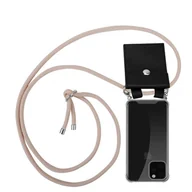 Etui i futerały do telefonów - Cadorabo Cadorabo Łańcuszek na telefon komórkowy do Apple iPhone 11 PRO (XI PRO) w kolorze PERLIG ROSÉGOLD - silikonowe etui na szyję ze srebrnymi pierścieniami, sznurkiem i zdejmowanym etui DE-140521 - miniaturka - grafika 1