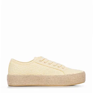 Damskie sneakersy na słomkowej podeszwie żółte - Półbuty męskie Damskie sneakersy na słomkowej podeszwie żółte - Półbuty męskie - miniaturka - grafika 1