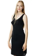 Bielizna nocna - Halka damska Adela z ładnym dekoltem pod sukienkę 58 czarny - miniaturka - grafika 1