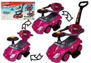 Jeździki dla dzieci - Mega Car Jeździk z Pchaczem 3w1 Różowy - miniaturka - grafika 1