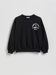 Reserved - Bawełniana bluza z nadrukiem - czarny - Bluzki dla dziewczynek - miniaturka - grafika 1