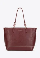 Torebki damskie - Shopperka z ekoskóry z dekoracyjnym elementem łańcuszka bordowa - miniaturka - grafika 1