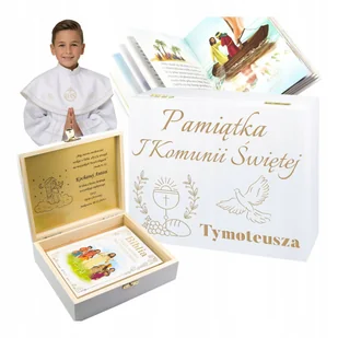 BIBLIA NA KOMUNIĘ na Chrzest dla dziecka Dedykacja PAMIĄTKA Z GRAWEREM - Pamiątka Pierwszej Komunii Świętej - miniaturka - grafika 1