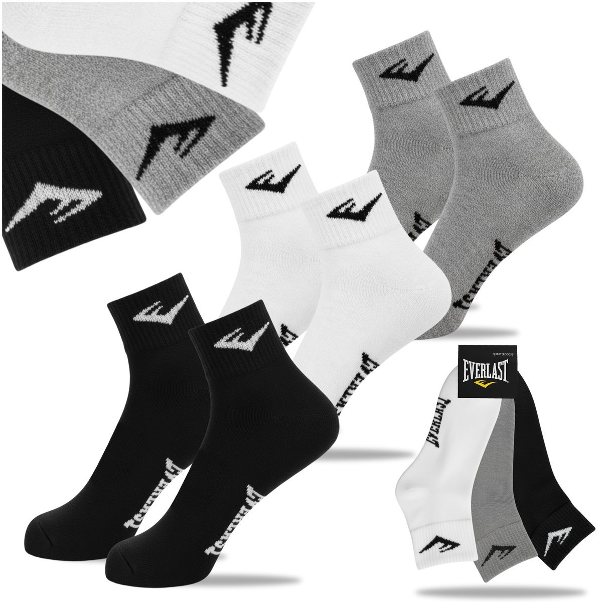 Everlast Skarpety Męskie Zakostki Bawełniane 3 pary SKQ003 Rozmiar 39/42