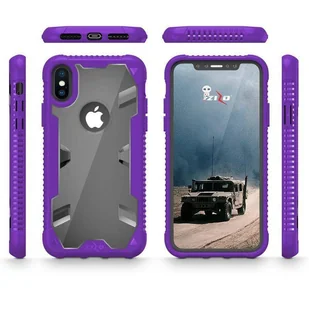 Zizo Proton Case Pancerne etui iPhone X ze szkłem 9H na ekran (Purple/Trans Clear) - Etui i futerały do telefonów - miniaturka - grafika 8
