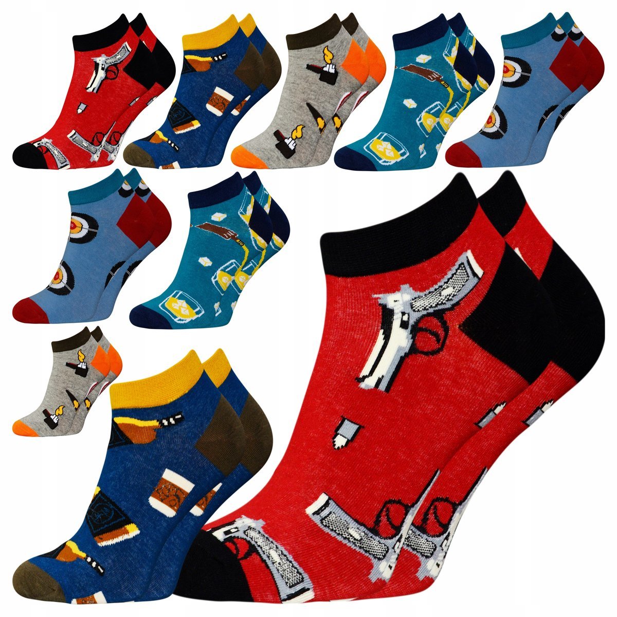 Stopki Męskie Bawełniane HIT sezonu JAKOŚĆ 10-PAR Skarpety Kolorowe 43-46