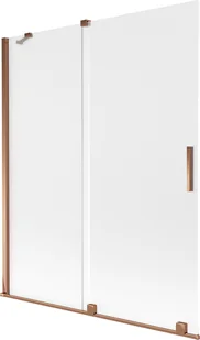 Mexen Velar parawan nawannowy 2-skrzydłowy rozsuwany 140 x 150 cm, szron, różowe złoto - 896-140-000-31-60 - Parawany nawannowe - miniaturka - grafika 1