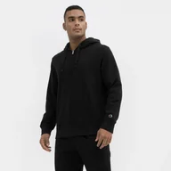 Bluzy sportowe męskie - Męska bluza dresowa rozpinana z kapturem CHAMPION ROCHESTER Hooded Full Zip Sweatshirt - czarna - miniaturka - grafika 1