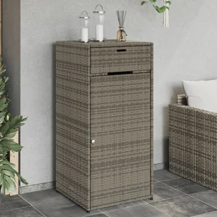 Szafa ogrodowa vidaXL Szafka ogrodowa, szara, 55x55x111 cm,polirattan - Pozostałe meble ogrodowe - miniaturka - grafika 1