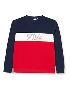 FILA Męska bluza z logo Stanton Blocked, Black Iris-true Red-Bright White, XXL - Bluzy męskie - miniaturka - grafika 1