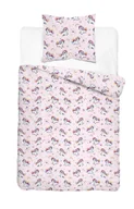 Pościel dla dzieci - Pościel młodzieżowa 140x200 różowa w jednorożce z tęczą i gwiazdkami - Cotton Junior Basic Collection - miniaturka - grafika 1