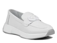 Mokasyny damskie - Półbuty damskie mokasyny skórzane na platformie białe S.BARSKI  LR490 -39 - miniaturka - grafika 1