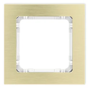 Karlik Ramka pojedyncza Deco metal - mosiądz szczotkowany, biały - Klawisze i ramki - miniaturka - grafika 1