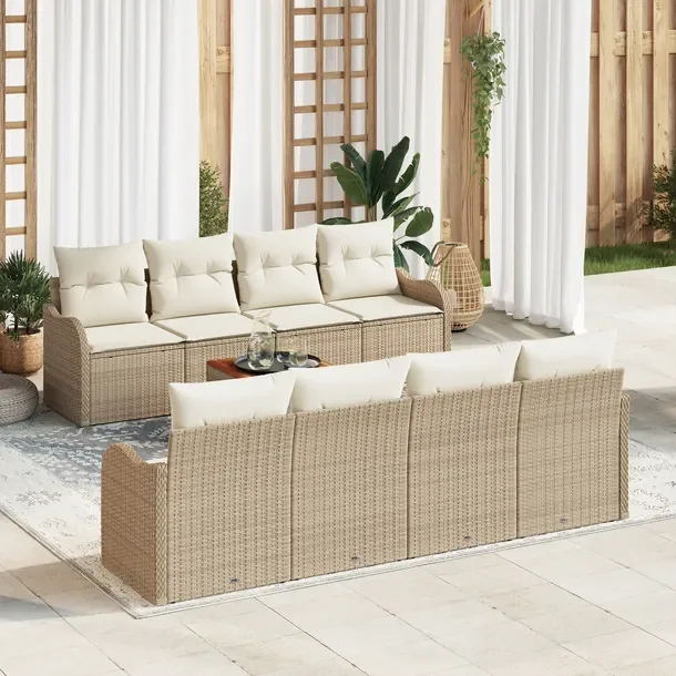 Czteroosobowy Zestaw Sofowy na Zewnątrz, Beżowy, Rattan Naturalny
