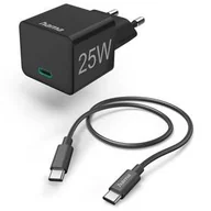Ładowarki do telefonów - Ładowarka sieciowa Hama 25W, USB-C PD/QC + kabel USB C-C 1,5 m (201623) Czarna - miniaturka - grafika 1