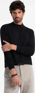 Ombre klasyczny sweter męski z okrągłym dekoltem czarny L - Swetry męskie - miniaturka - grafika 1