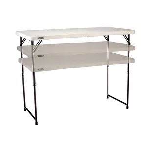 LIFETIME Stół składany w pół o regulowanej wysokości, biały, 61,8x60,9x7,8 cm - Stoły ogrodowe - miniaturka - grafika 1