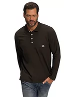 Koszulki męskie - JP 1880 Męska koszulka polo 1/1 kieszeń na piersi t-shirt, czarno-brązowa, 7XL, czarny/brązowy, 7XL - miniaturka - grafika 1