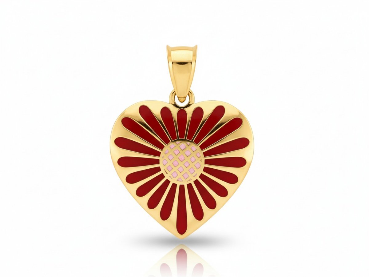 Zawieszka złota 585 14k Serce z czerwoną emalią 0.62g