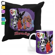 Gadżety dla niej i dla niego - ZESTAW KUBEK + PODUSZKA Z POSZEWKĄ- PREZENT DLA FANA PANDA KRÓLIK + IMIĘ - miniaturka - grafika 1