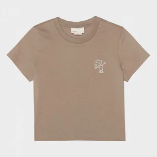 Damski t-shirt crop top z nadrukiem Outhorn OTHWSS24TTSHF1479 - brązowy - Koszulki sportowe damskie - miniaturka - grafika 1