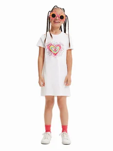 Desigual Sukienka codzienna 23SGVK09 Biały Regular Fit - Sukienki i spódniczki dla dziewczynek - miniaturka - grafika 1