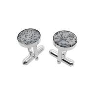 Spinki do mankietów i krawatów - Spinki do mankietów Agat Dendrytowy Ø12 (S1413) Srebro [925] - miniaturka - grafika 1