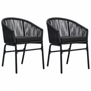 vidaXL Krzesła ogrodowe, 2 szt., czarne, rattan PVC - Fotele i krzesła ogrodowe - miniaturka - grafika 1
