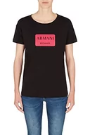 Koszulki i topy damskie - Armani Exchange Damska koszulka Boyfriend Fit, Box Logo, Nice Stitching T-Shirt, czarna, bardzo duża, czarny, XL - miniaturka - grafika 1