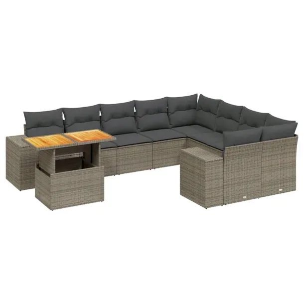 Modułowy zestaw mebli ogrodowych szary z poduszkami, rattan PE 62x62x69 cm