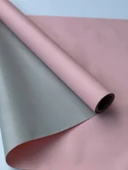 Folia, papier śniadaniowy, serwetki - Papier Folia satynowy do pakowania 50cmX9m dwukolorowy Jasnoróżowy+Szary - miniaturka - grafika 1