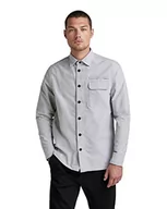 Koszule męskie - G-STAR RAW, Męska koszula z kieszonką na długopis, Mehrfarbig (odpowiednio szary/biały Oxford C895-c760), XL - miniaturka - grafika 1