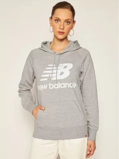 Bluzy damskie - New Balance Bluza Esse po Hoodie NBWT0355 Szary Relaxed Fit - grafika 1