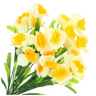 Żonkile Kwiaty Sztuczne Bukiet Kwiatów Narcyz Żonkil Gałązki Wiosenne - Sztuczne kwiaty - miniaturka - grafika 1