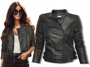 HM23 Kurtka damska Ramoneska skórzana moto Biker Skóra L - Kurtki damskie - miniaturka - grafika 1