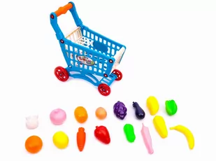 LT11 Wózek Na Zakupy Niebieski Dla Dzieci Owoce - Zabawy w naśladowanie dorosłych - miniaturka - grafika 1