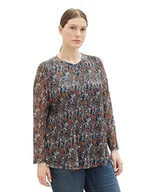 Koszulki i topy damskie - TOM TAILOR Damska koszulka z długim rękawem Plussize, 32370 - granatowy mały Tie Dye Floral, 44 - miniaturka - grafika 1