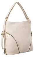 Torebki damskie - Torba damska ze skóry ekologicznej beżowa torebka do ręki lub na ramię pojemna shopper bag mieścia4 ROVICKY - miniaturka - grafika 1