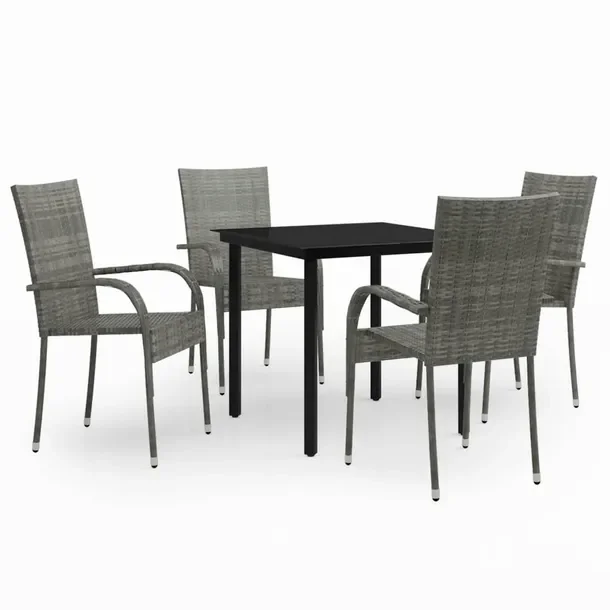 Zestaw Mebli Ogrodowych Rattan PE, Stal, Szkło 80x80x74 cm, 55,5x53,5x95 c