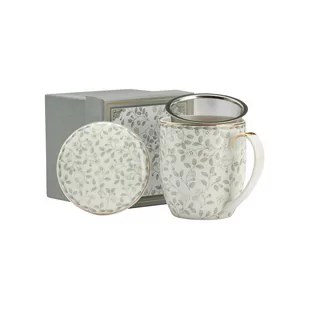 Marco Polo SJ Kubek Porcelanowy Z Zaparzaczem I Pokrywką Alice Biało-Szary 425 Ml Wh - Kubki - miniaturka - grafika 1